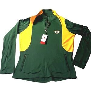 New w Tag GREEN BAY PACKERS 1/4 Zip Top Logo Women Sz S Long Sleeve NFL Apparel